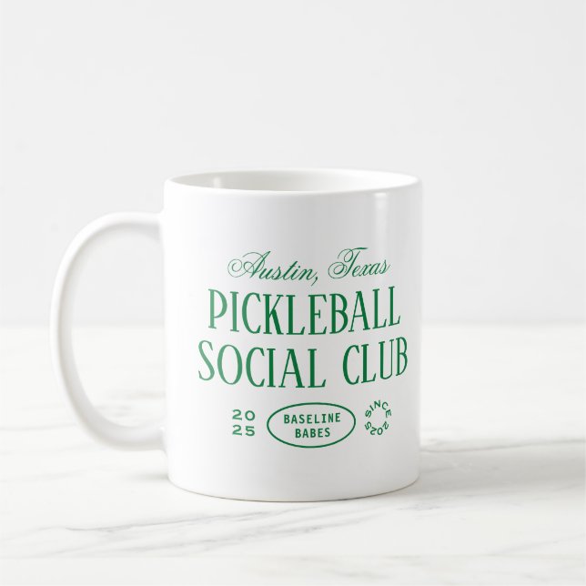 Pickleball Coffee Mug in Green & White (Left)