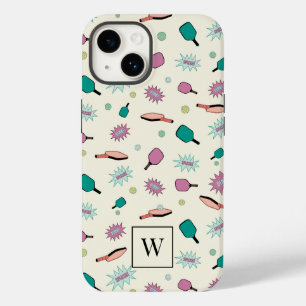 Pickleball! Colorful Monogram Initial Pattern Case-Mate iPhone 14 Case