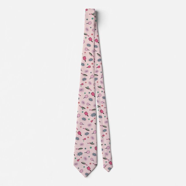 Pickleball! Colourful Pattern Tie (Front)