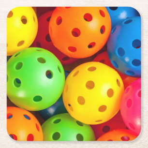 Pickleball Colourful Square Paper Coaster