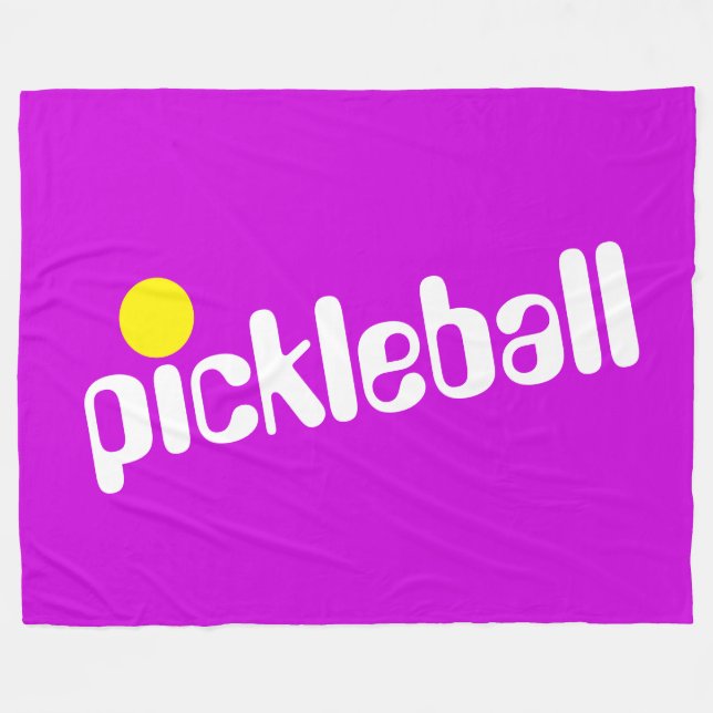 PICKLEBALL Cool Retro Diagonal Text On Bright Pink Fleece Blanket (Front (Horizontal))