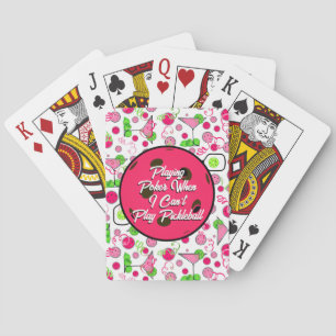Pickleball Cosmo Cocktails Pink Green Personalized Playing Cards