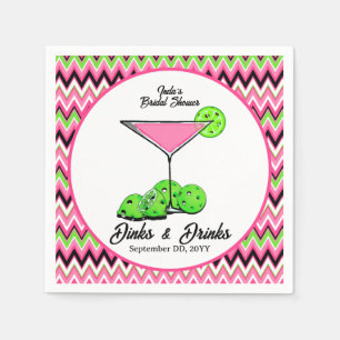 Pickleball Cosmo Dinks & Drinks Pink Argyle Napkin