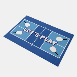 Pickleball Court Carolina Blue Personalized Doormat