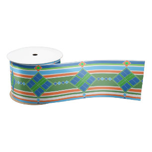 Pickleball Court Party Green Blue Orange Satin Ribbon