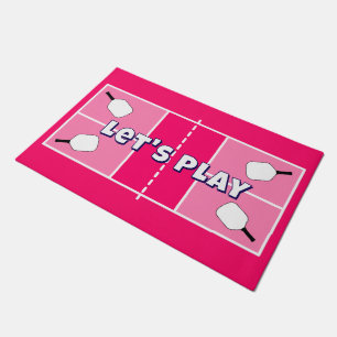 Pickleball Court Pink on Pink Personalised Doormat