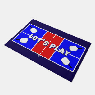 Pickleball Court Red White and Blue Personalised Doormat