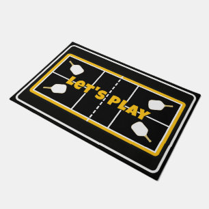 Pickleball Court Yellow Black & White Personalised Doormat