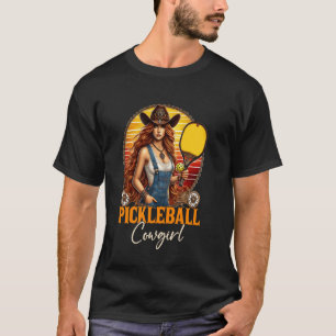 Pickleball Cowgirl Western Girl Funny Pickleball P T-Shirt