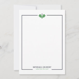 Pickleball Custom Name Notecard   Navy Green