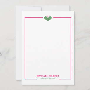 Pickleball Custom Name Notecard   Pink Green