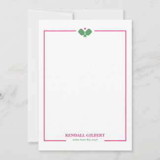 Pickleball Custom Name Notecard | Pink Green