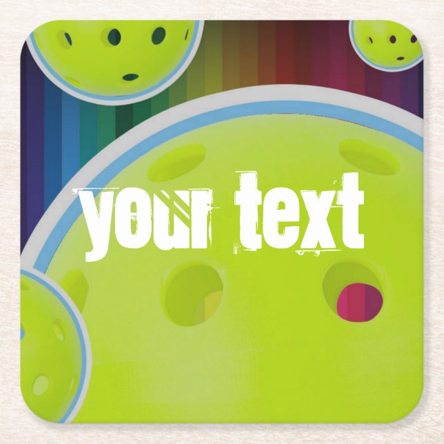 Pickleball Customise Personalise Pickle Ball Fun Square Paper Coaster (Front)