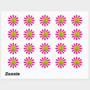 Pickleball: cute pickleball pink flower classic ro round sticker