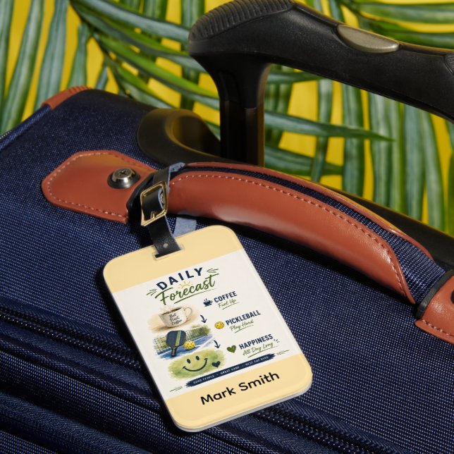 Pickleball Daily Forecast Luggage Tag (Front Insitu 1)