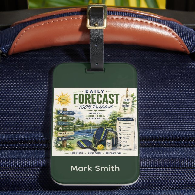 Pickleball Daily Forecast Luggage Tag (Front Insitu 2)