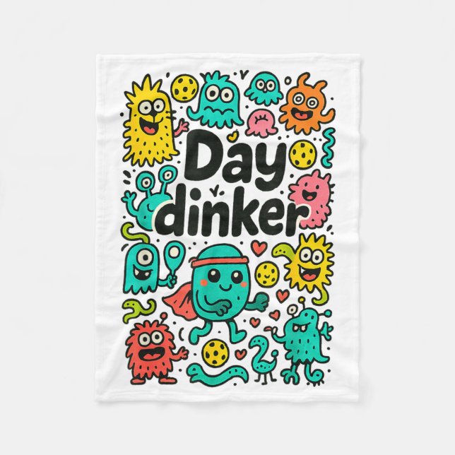 Pickleball day dinker  fleece blanket (Front)