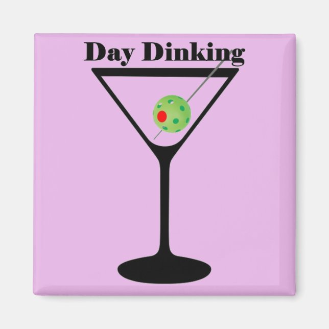 Pickleball Day Dinking Martini Pickleball Olive Magnet (Front)