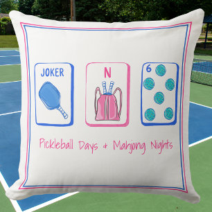 Pickleball Days & Mahjong Nights Decorative Cushion