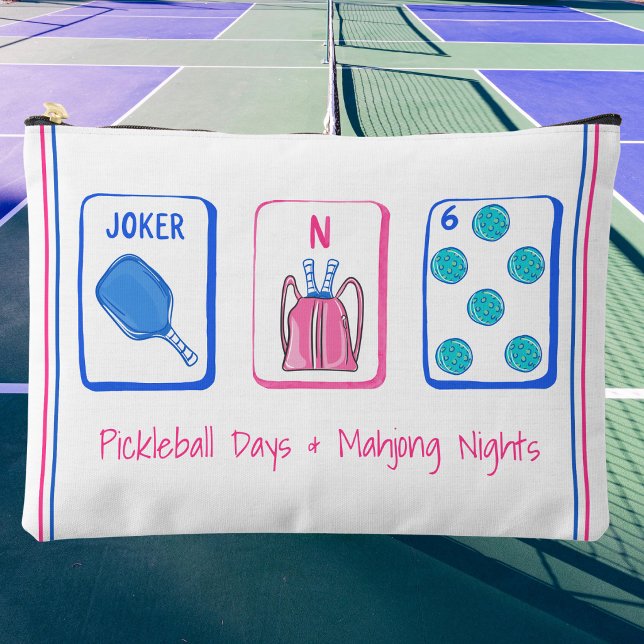 Pickleball Days & Mahjong Nights Personalised Tile Accessory Pouch (Creator Uploaded)