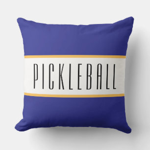 PICKLEBALL Deep Blue Yellow White Racing Stripes Cushion
