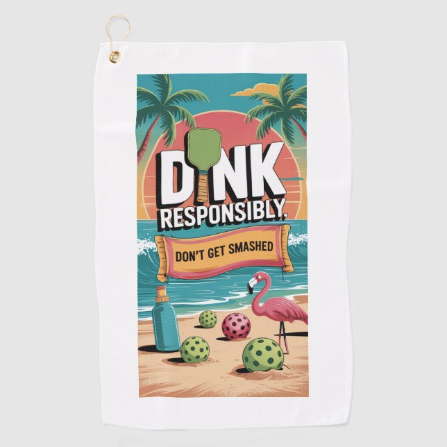 Pickleball Dink Responsibly Don't Get Smashed Golf Towel (Front)