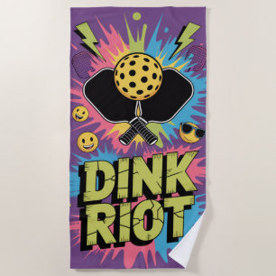 Pickleball Dink Riot Funny Urban Splash Beach Towel