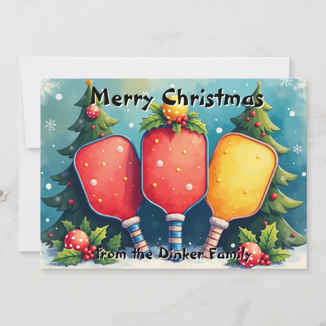 Pickleball🎅 Dink the Halls Holiday Card (Front)