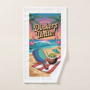 Pickleball Dinkers Unite Flamingo Paddle Sports Hand Towel