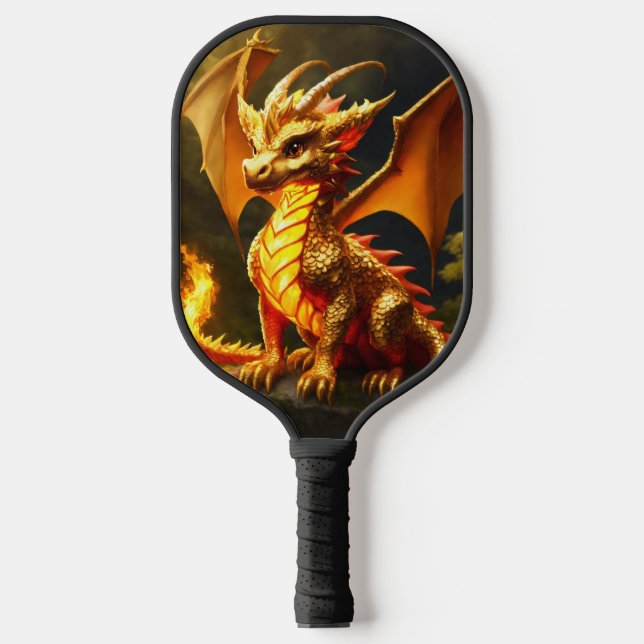 Pickleball Dragon: A Design Fusion of Fire and Pad Pickleball Paddle (Front)