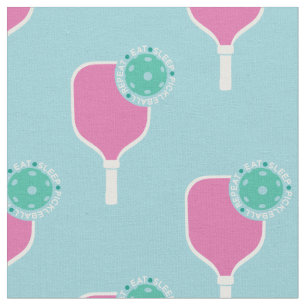 Pickleball: eat sleep, pickleball, pink, mint fabric
