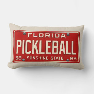 Pickleball Fanatic - Retro Florida License Plate Lumbar Cushion