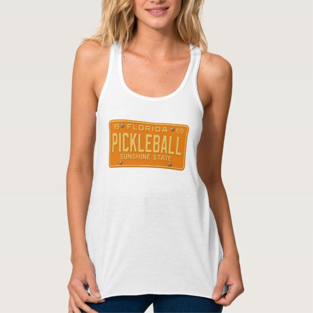 Pickleball Fanatic - Retro Florida License Plate Singlet (Front)
