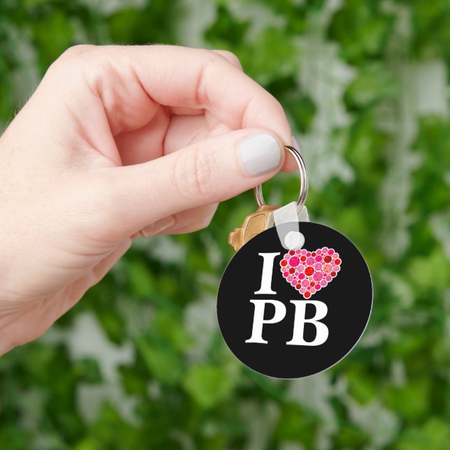 Pickleball Filled Heart Pink and Red I Heart PB Key Ring (Hand)