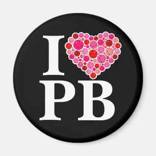 Pickleball Filled Heart Pink and Red I Heart PB Magnet