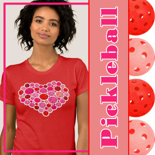 Pickleball Filled Heart Pink and Red Love T-Shirt