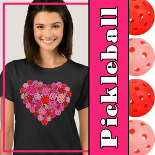 Pickleball Filled Heart Pink and Red Love T-Shirt