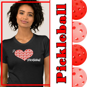 Pickleball Filled Heart - Red I Heart Pickleball T-Shirt