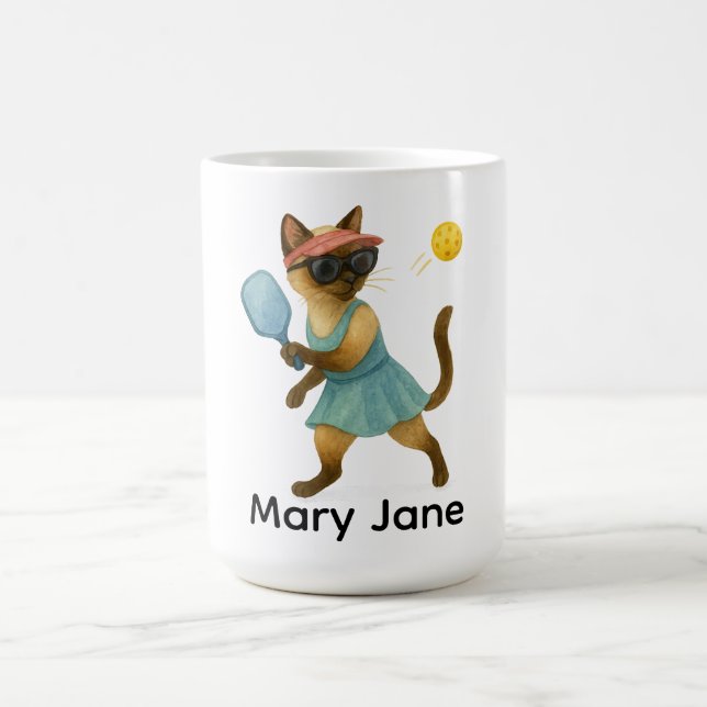Pickleball for Siamese cat lovers Coffee Mug (Center)
