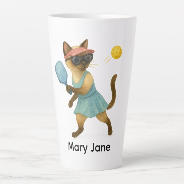 Pickleball for Siamese cat lovers Latte Mug (Front)