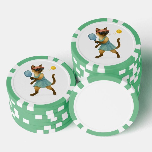 Pickleball for Siamese cat lovers  Poker Chips (Stack)