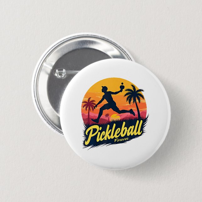 Pickleball Forever Sunset  6 Cm Round Badge (Front & Back)