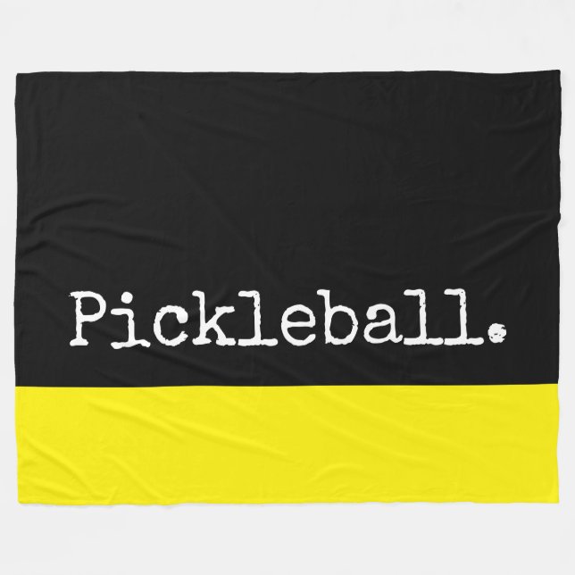 PICKLEBALL Fun Black Vivid Yellow Colour Block Fleece Blanket (Front (Horizontal))