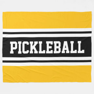 PICKLEBALL Fun Bright Yellow Black Racing Stripes  Fleece Blanket