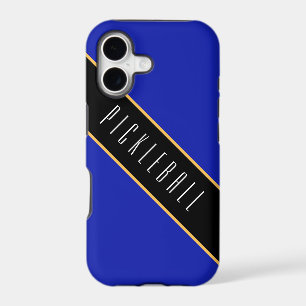 PICKLEBALL Fun Royal Blue Black Diagonal Stripes