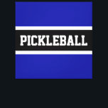 PICKLEBALL Fun Royal Navy Blue Black White Stripes Canvas Print<br><div class="desc">This athletic design features big sporty letters inside a wide black stripe highlighted with white stripes on a royal navy blue background.  The colours and PICKLEBALL text in this template design can be personalised.</div>