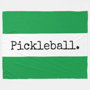 PICKLEBALL Fun Sporty Bright Green White Stripes Fleece Blanket