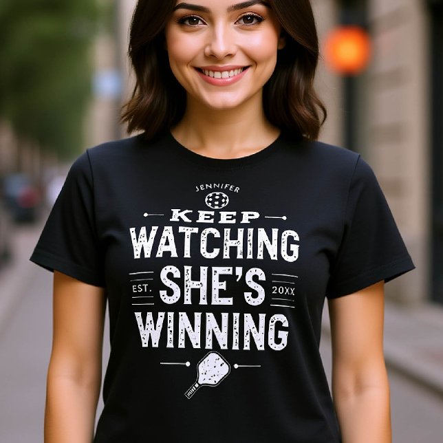 Pickleball Funny Gift for Her Name Personalised T-Shirt (pickleball gift for her funny tshirt women birthday christmas club mom friend personalized name year)