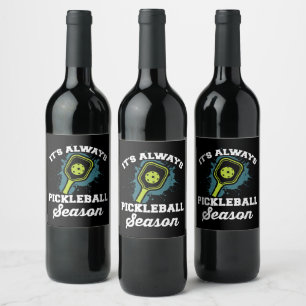Pickleball Funny Pickleball Gifts Wine Label