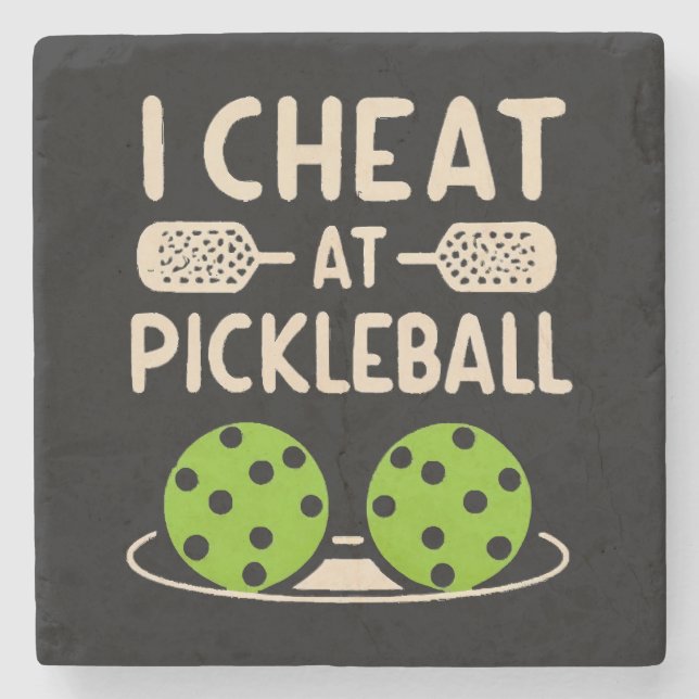 Pickleball Funny Stone Coaster (Front)